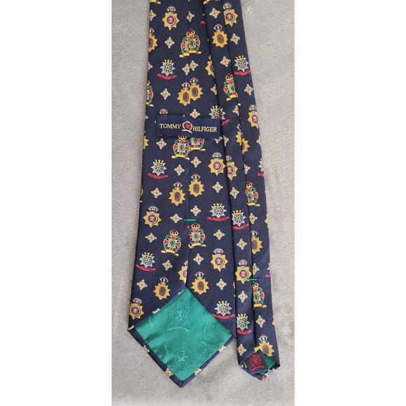 Tommy Hilfiger Navy Blue Royalty Design 100% Silk Neck Tie Made in the USA - Picture 2 of 3
